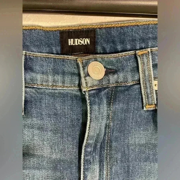 Hudson Distressed High Rise Zoeey Straight Crop Blue Jeans Womens Size 30 - Picture 2 of 8